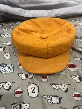 Golden Mustard Suede-Style Baker Boy Cap